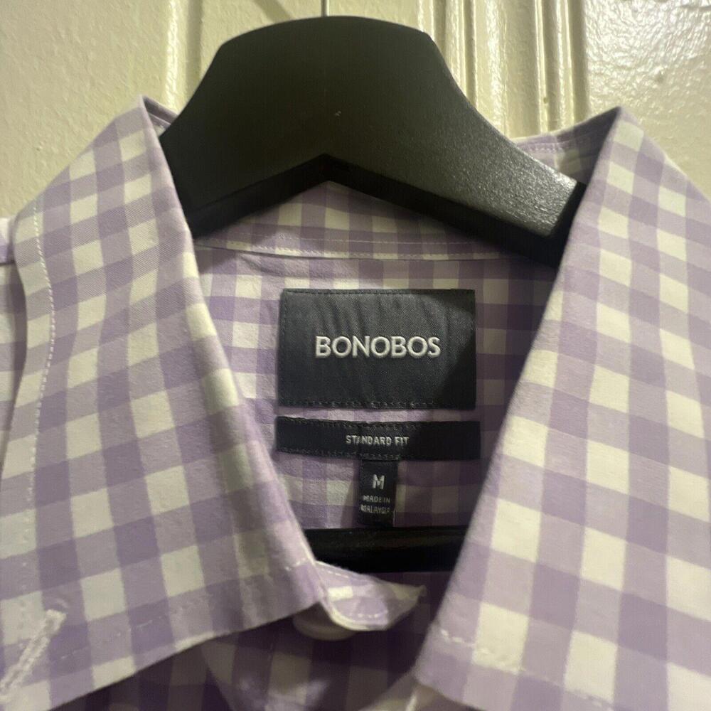 Bonobos‎ Shirt Mens Medium Purple Plaid Long Sleeve Standard Fit Button Up